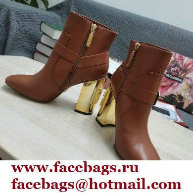 Dolce  &  Gabbana Heel 10.5cm Leather Ankle Boots Caramel with DG Karol Heel and Buckle 2021